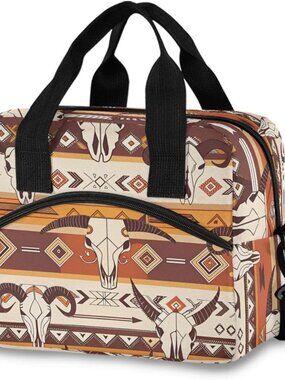 Western Aztec Lunch Bag Insulated Waterproof Reusable Tote Bag Durable Portable